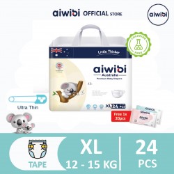 Aiwibi Ultra Slim Tape Diaper 09 -XL 24pcs (Medium Pack)