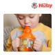 Nuby Designer Pinpoint 2 Handle Click-It Trainer Cup with Weighted Straw & Flip-It Thin Straw 240ml/8oz (Red)