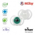 Nuby Little Gems Pacifier with Orthodontic Silicone Baglet With PP Hygienic Cover In PS Box 6M-18M (Dark Green, White)