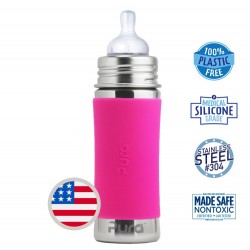 Pura Kiki 11oz/325ml Infant Stainless Steel Bottle with Pink Sleeve