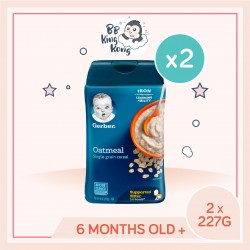 Gerber Single-Grain Oatmeal Baby Cereal Twin Pack (227g x 2) Free Baby Food (Random Flavour)
