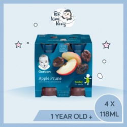 BB King Kong Gerber 100% Apple Prune Juice 473ml Bottle (Pack of 4 x 118ml)