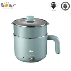 Bear Multi Cooker Steamer Frying Pan Non-Stick Electric Hot Pot Boiling Pot 2-Layers Rice Cooker (1.2L) BMC-G12L