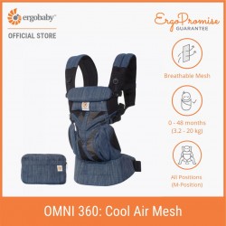 Ergobaby Omni 360 Baby Carrier - All-in-One Cool Air Mesh (Indigo Wave)