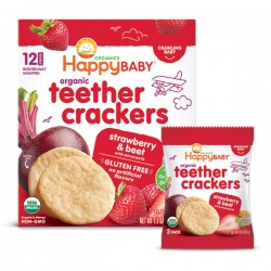 HappyBaby Organic Teether Cracker Strawberry Beet