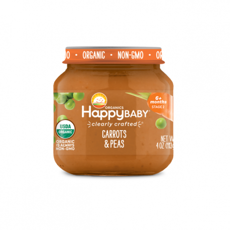 HappyBaby Clearly Crafted Jar Stage 2 - Carrots & Peas