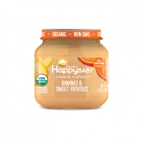 HappyBaby Clearly Crafted Jar Stage 2 - Bananas & Sweet Potatoes