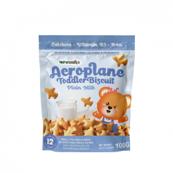 Natufoodies Aeroplane Toddler Biscuit - Plain Milk in Bag (100gm)