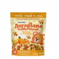 Natufoodies Aeroplane Toddler Biscuit - Banana & Pumpkin in Bag (100gm)