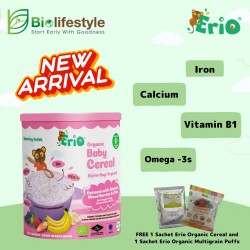 Erio Organic Baby Cereal Oatmeal with Banana Mixed Berry & Chia 200g