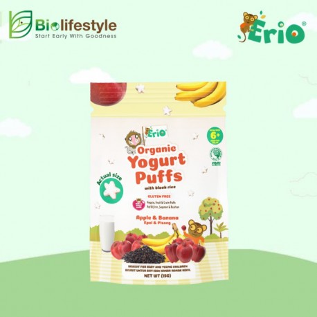 Erio Organic Black Rice Yogurt Puffs (In Pouch) - Apple Banana 15g
