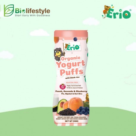 Erio Organic Black Rice Yogurt Puffs  - Peach Avocado & Blueberry (45g)