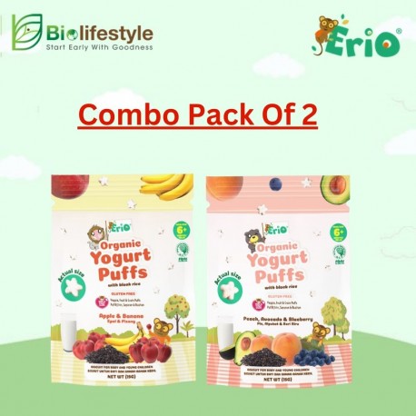 (Combo Pack Of 2) Erio Organic Black Rice Yogurt Puffs (In Pouch) 15g