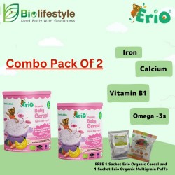 (Combo Pack Of 2) Erio Org Baby Cereal Oatmeal with Banana Mixed Berry & Chia 200g