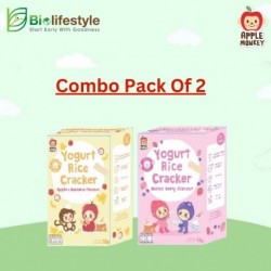 (Combo Pack Of 2) Apple Monkey Yogurt Rice Crackers (32g)