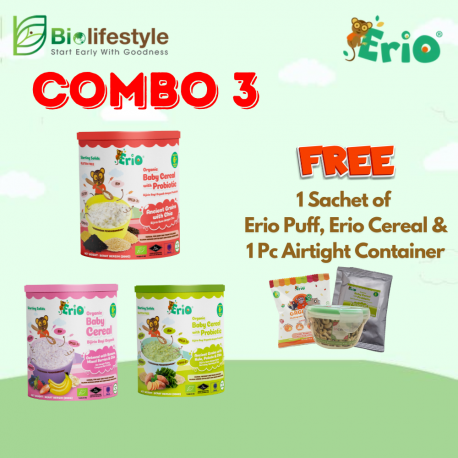 (Combo Pack Of 3) Erio Organic Baby Cereal (200g x 3)