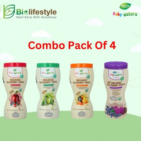 (Combo Pack Of 4) Baby Natura Organic Riceberry Puffs 40g