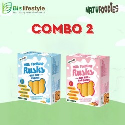 (Combo Pack Of 2) Natufoodies Milk Teething Rusks 84g (14g x 6 Sachets)