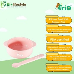 Erio Silicone Bowl & Spoon - Pink