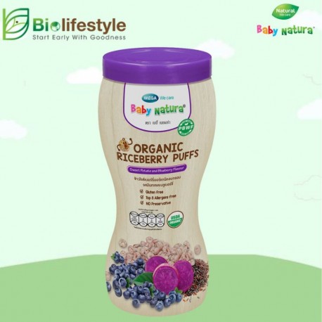 Baby Natura Organic Riceberry Puffs 40g - Sweet Potato & Blueberry