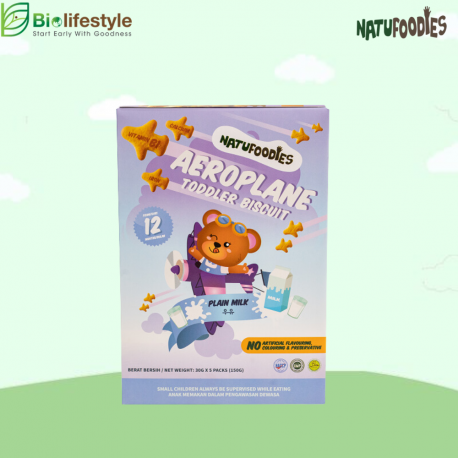 Natufoodies Aeroplane Toddler Biscuit 150g - Plain Milk