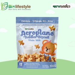 Natufoodies Aeroplane Toddler Biscuit in Bag 100g - Plain Milk 