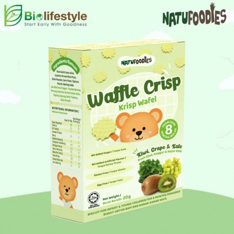 Natufoodies Waffle Crisp 20g - Kiwi, Grape & Kale 