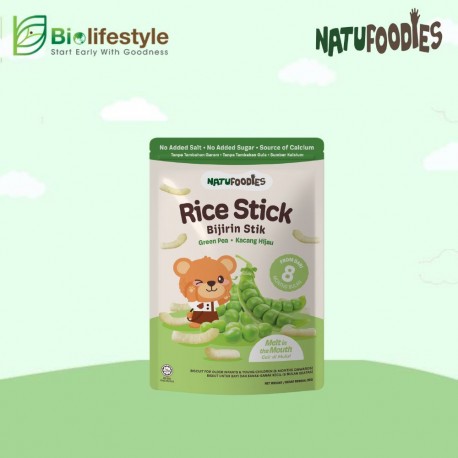 Natufoodies Rice Stick In Pouch 35g - Green Peas