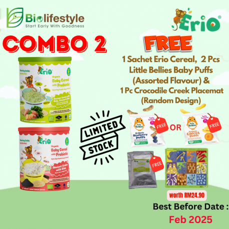 (Combo Pack Of 2) Erio Organic Baby Cereal With Probiotic - Ancient Grains (200g x 2)