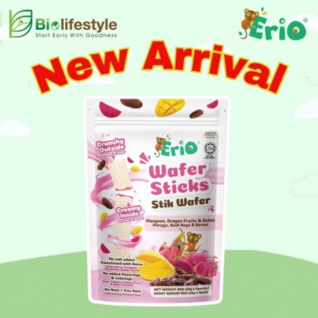 Erio Wafer Sticks Mangoes, Dragon Fruits & Dates 8g X 5's (40gm)