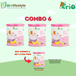 (Combo Pack Of 6) Erio Organic Baby Cereal Oatmeal with Banana Mixed Berry & Chia (200g x 6)