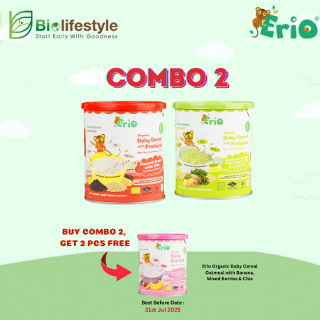 (Combo Pack Of 2) Erio Organic Baby Cereal With Probiotic - Ancient Grains (200g x 2)