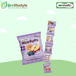 Natufoodies Rice Puff - Blueberry & Apple (In Strip 5g x 5 Packs)