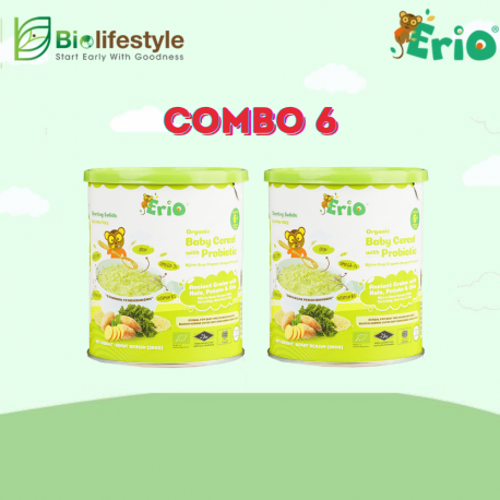 (Combo Pack Of 6) Erio Organic Baby Cereal With Probiotic - Ancient Grains with Kale, Potato & Chia (200g x 6)