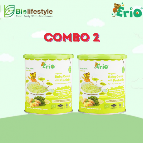 (Combo Pack Of 2) Erio Organic Baby Cereal With Probiotic - Ancient Grains with Kale ,Potato & Chia (200g x 2)