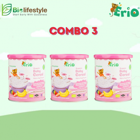 (Combo Pack Of 3) Erio Organic Baby Cereal Oatmeal with Banana Mixed Berry & Chia (200g x 3)