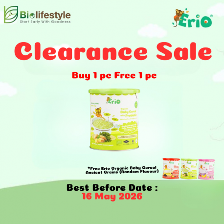 *Clearance Sale* Erio Organic Baby Cereal with Probiotic - Ancient Grains with Kale,
