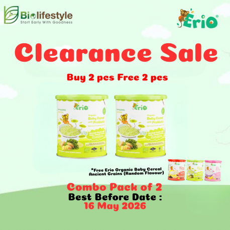 *Clearance Sale* (Combo Pack Of 2) Erio Organic Baby Cereal With Probiotic - Ancient