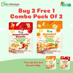 (Combo Pack Of 2) Erio Biscuits (100g x 2) - Free 1 Pc Erio Biscuits 100g
