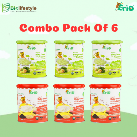 (Combo Pack Of 6) Erio Organic Baby Cereal With Prebiotic - Ancient Grains (200g x 6)