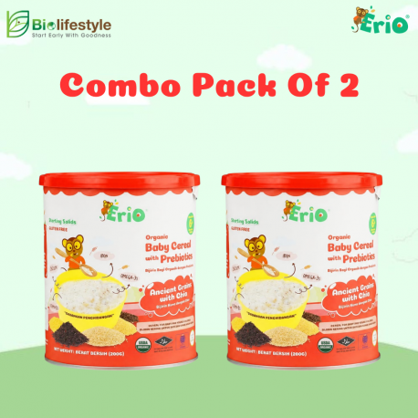 (Combo Pack Of 2) Erio Organic Baby Cereal With Prebiotic - Ancient Grains with Chia