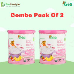 (Combo Pack Of 2) Erio Organic Baby Cereal Oatmeal with Banana Mixed Berry & Chia (200g x 2)