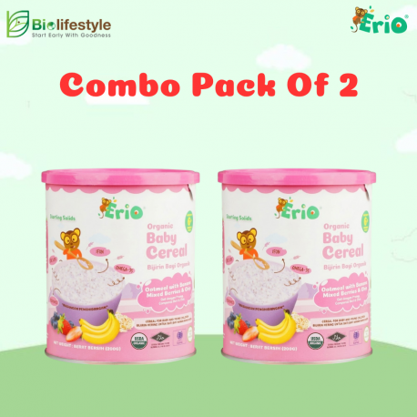 (Combo Pack Of 2) Erio Organic Baby Cereal Oatmeal with Banana Mixed Berry & Chia