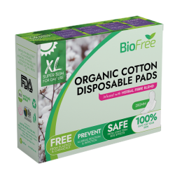 BioFree Organic Cotton Disposable Pad - Day Use (7pcs Ultra Thin) - XL 280mm