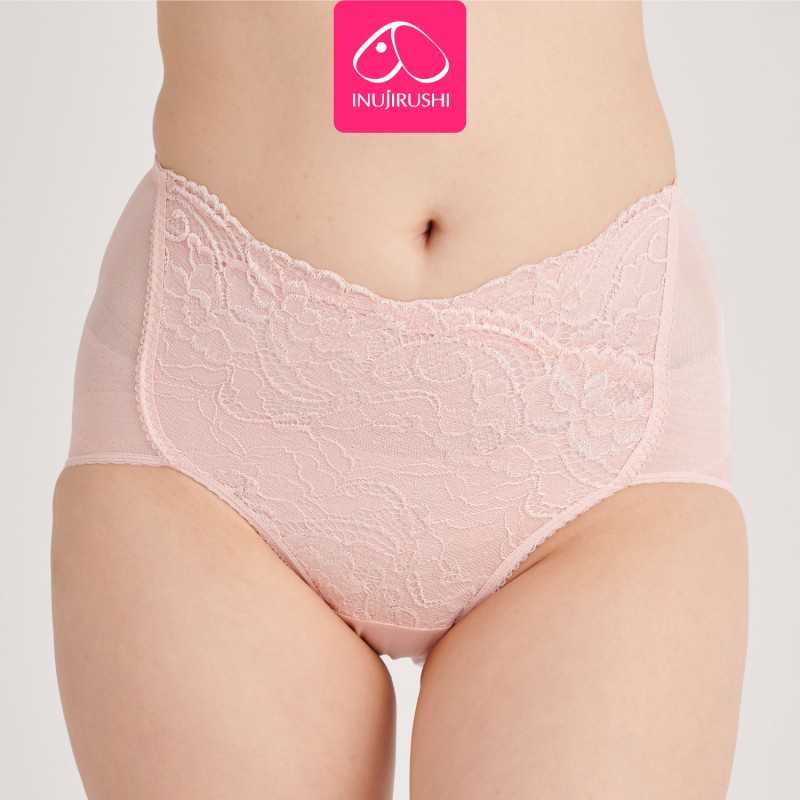 Compression Underwear Women Lace Bow Lace Panty Pink M 