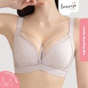 Premium Green Tea Lace Push Up Middle Button Nursing Bra (Purple)