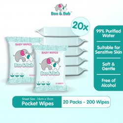 20x10pcs Baby Hand Mouth Wipes / Cleaning Wet Tissue | Alcohol-free, fragrance-free wipe / Tisu Basah Bayi