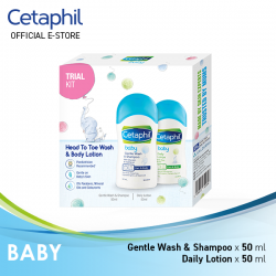 Cetaphil Baby Trial Kit (Gentle Wash & Shampoo 50ml + Daily Lightweight Lotion 50ml) For Baby Delicate Skin