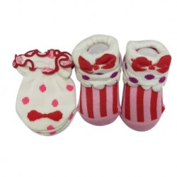 Earth Bebe Mitten and Booties Set - Pink Ribbon (EB-MT02009)