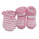 Earth Bebe Mitten and Booties Set - Stripe Pink (EB-MT02005)